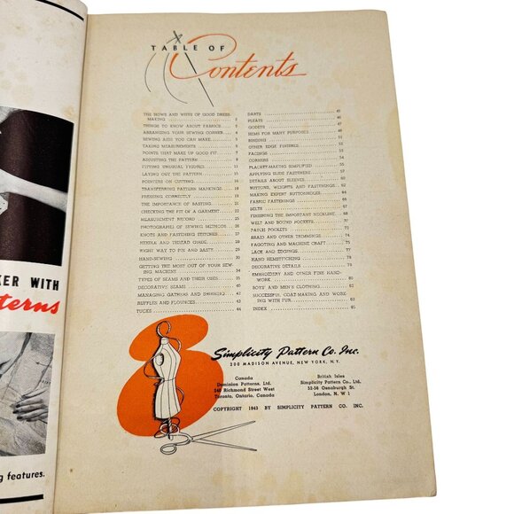 Simplicity Sewing Book 1943 Patterns Dressmaking Needle & Thread - Picture 5 of 6